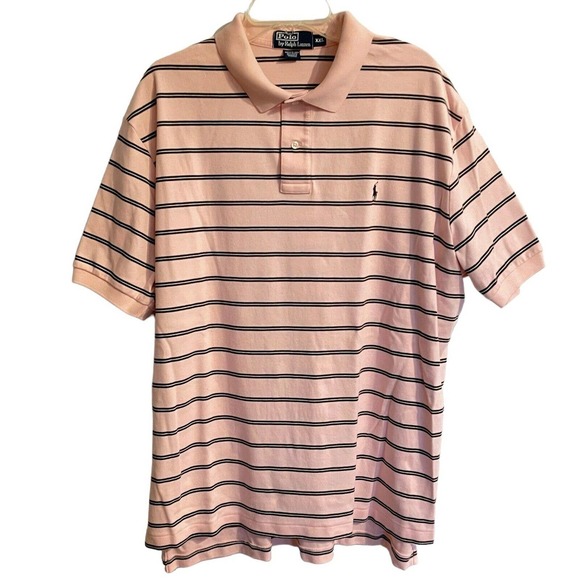Polo Ralph Lauren Other - Polo Ralph Lauren Mens XXL Pink and Black Striped Short Sleeve Polo Shir…